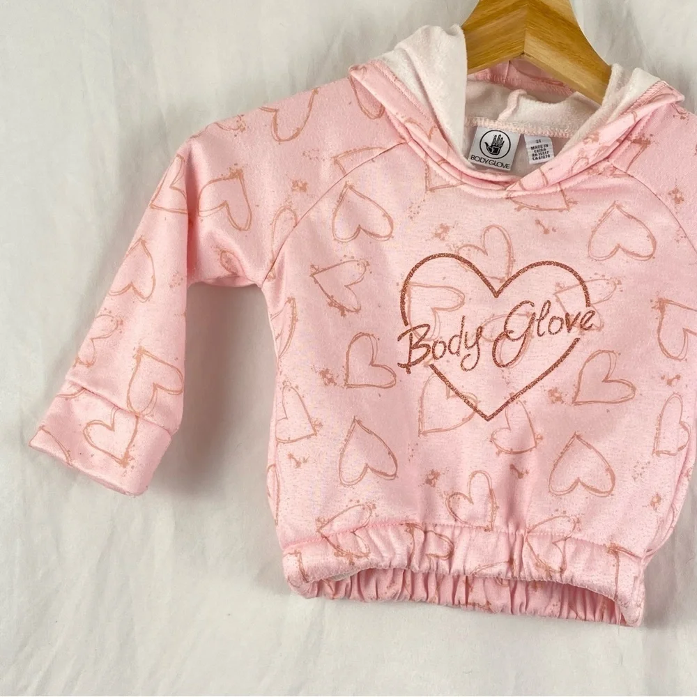 Body Glove Pink Heart Hooded Sweater Toddler Girl Size 3T